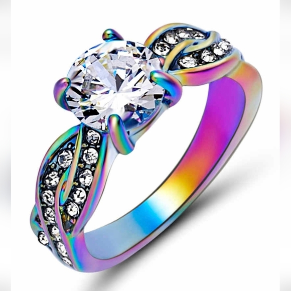 New AAA Zircon Rainbow Hematite Ring. - Picture 1 of 5